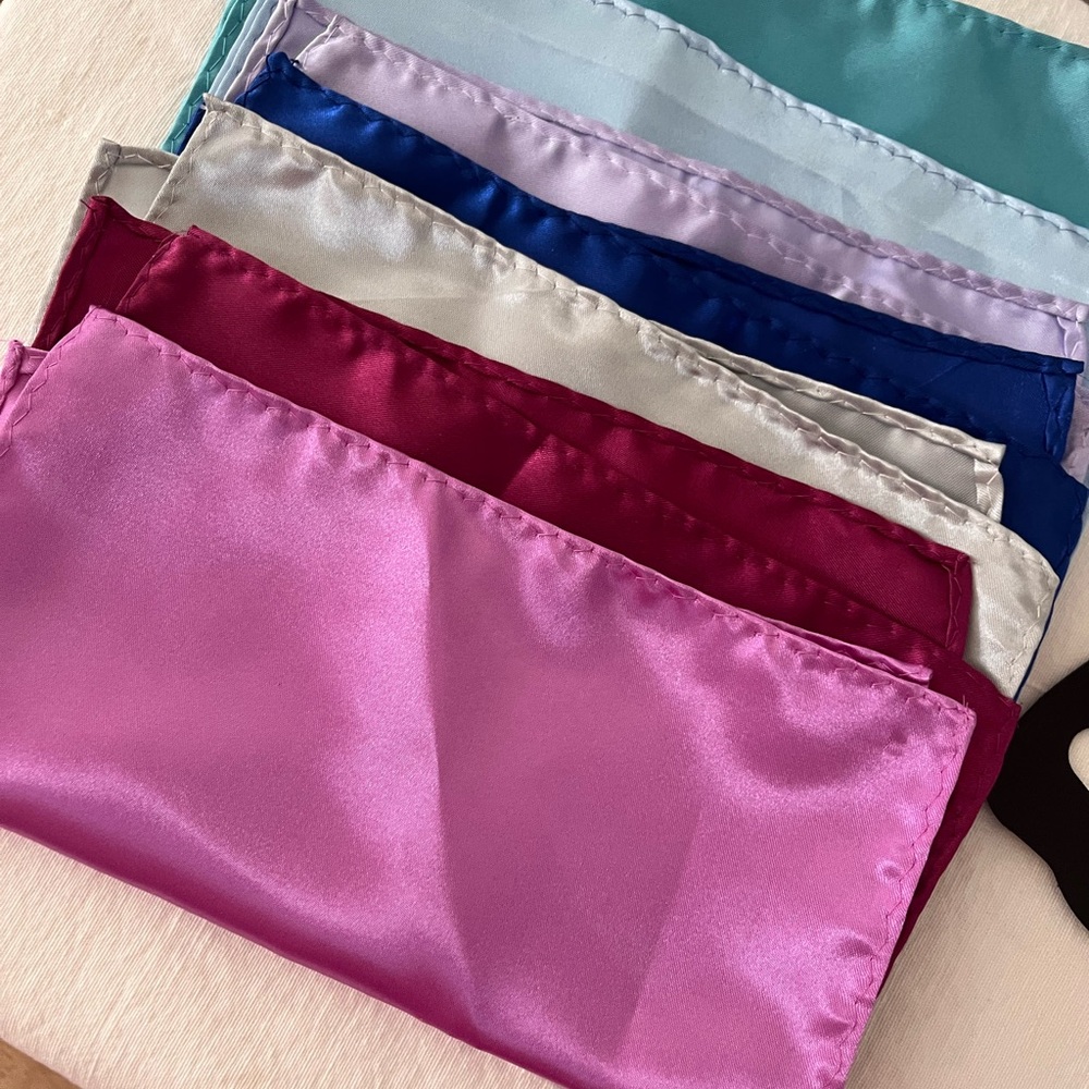 Satin pocket squares Collection - Pink, Blue, Silver